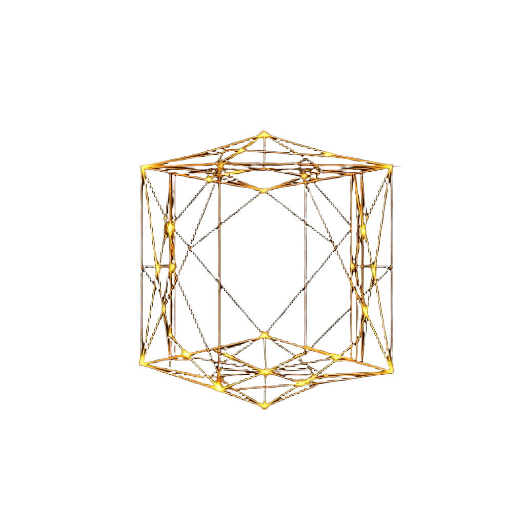 Cubo de Metatrón en líneas doradas
